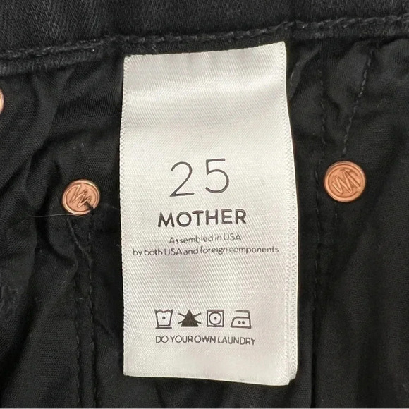 Mother Insider Crop Step Fray Guilty Racer Stripe Skinny Ankle Jeans Black 25 - Picture 9 of 12